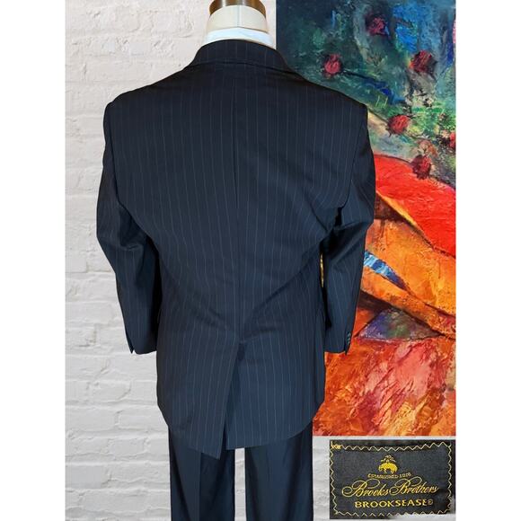 Brooks Brothers Blazer 42R Brooksease Dark Blue Banker's Stripe Blazer Jacket - Picture 6 of 16